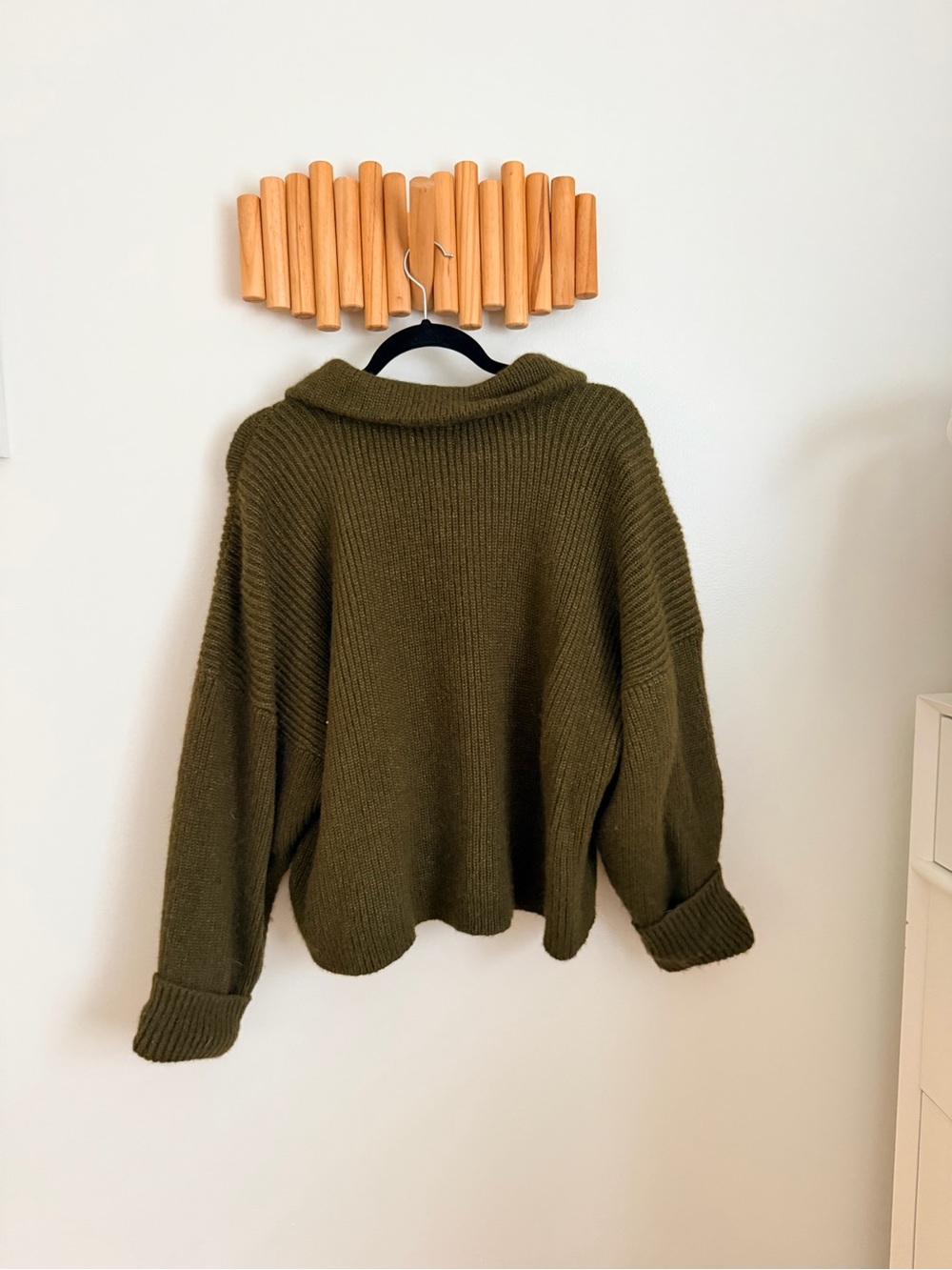 James Street Co. Olive Zip-Front Knit Sweater with Collar - Picture 4 of 6